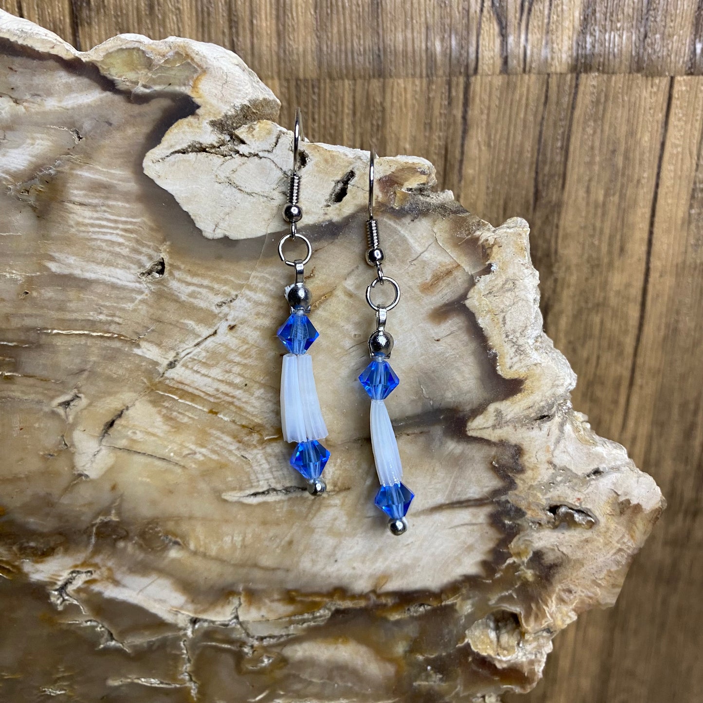 Sapphire Shimmer Dentilium Earrings