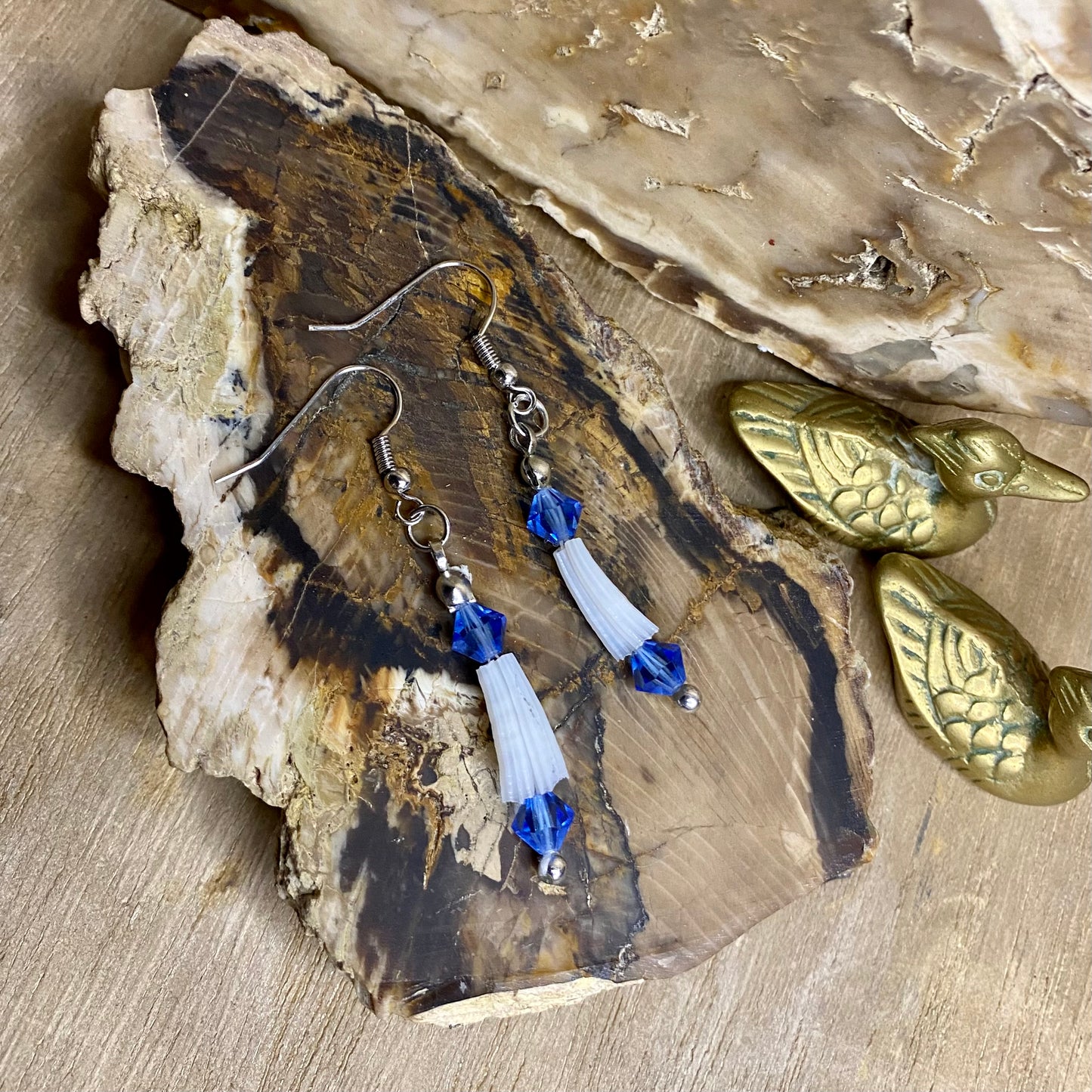 Sapphire Shimmer Dentilium Earrings