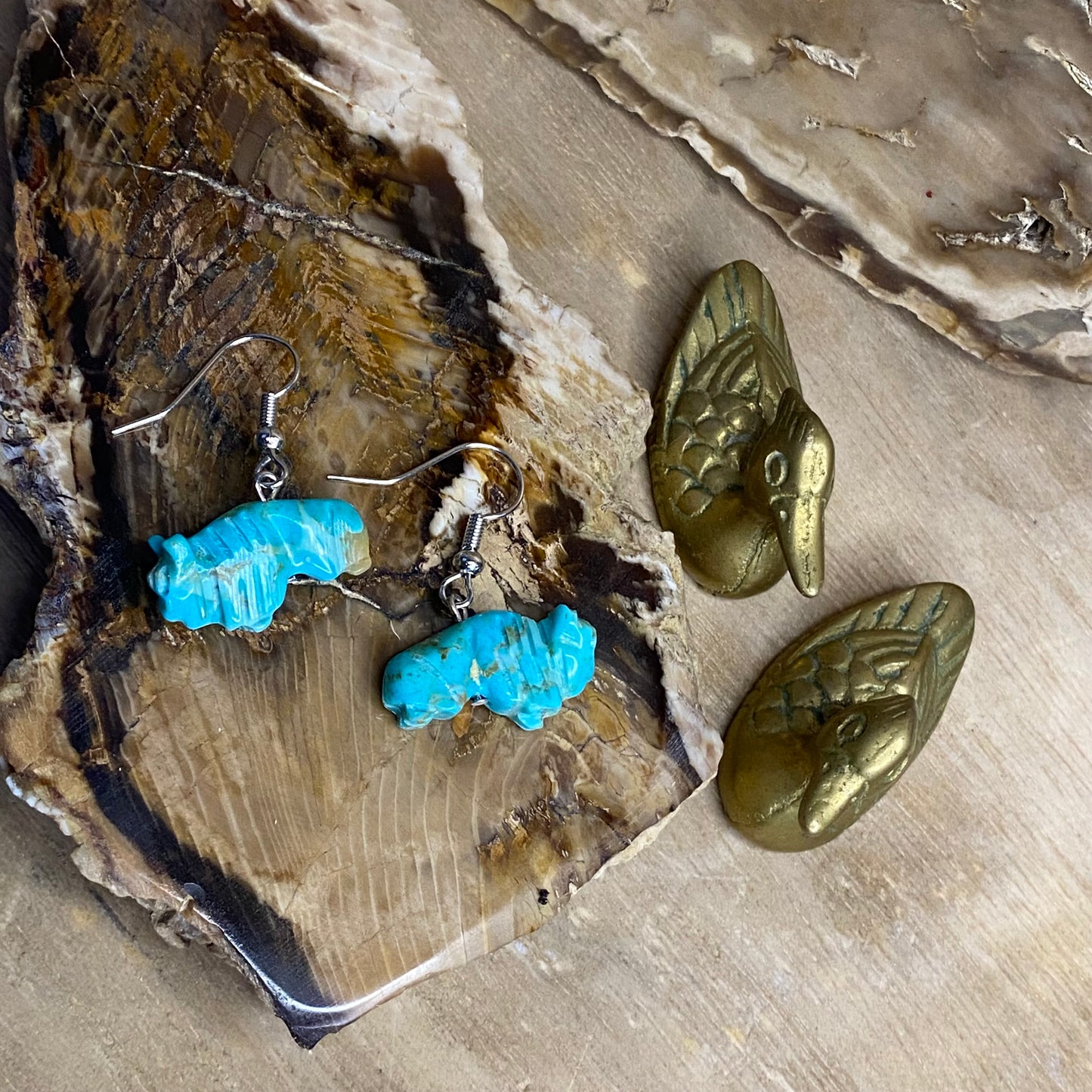 Sapphire Bison Totem Earrings