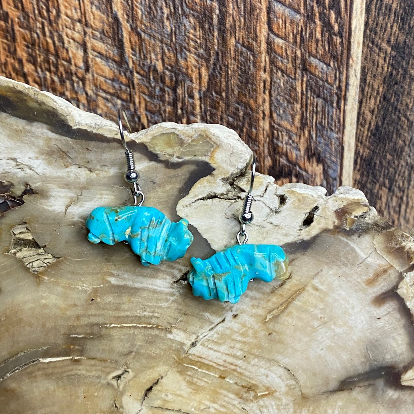 Sapphire Bison Totem Earrings