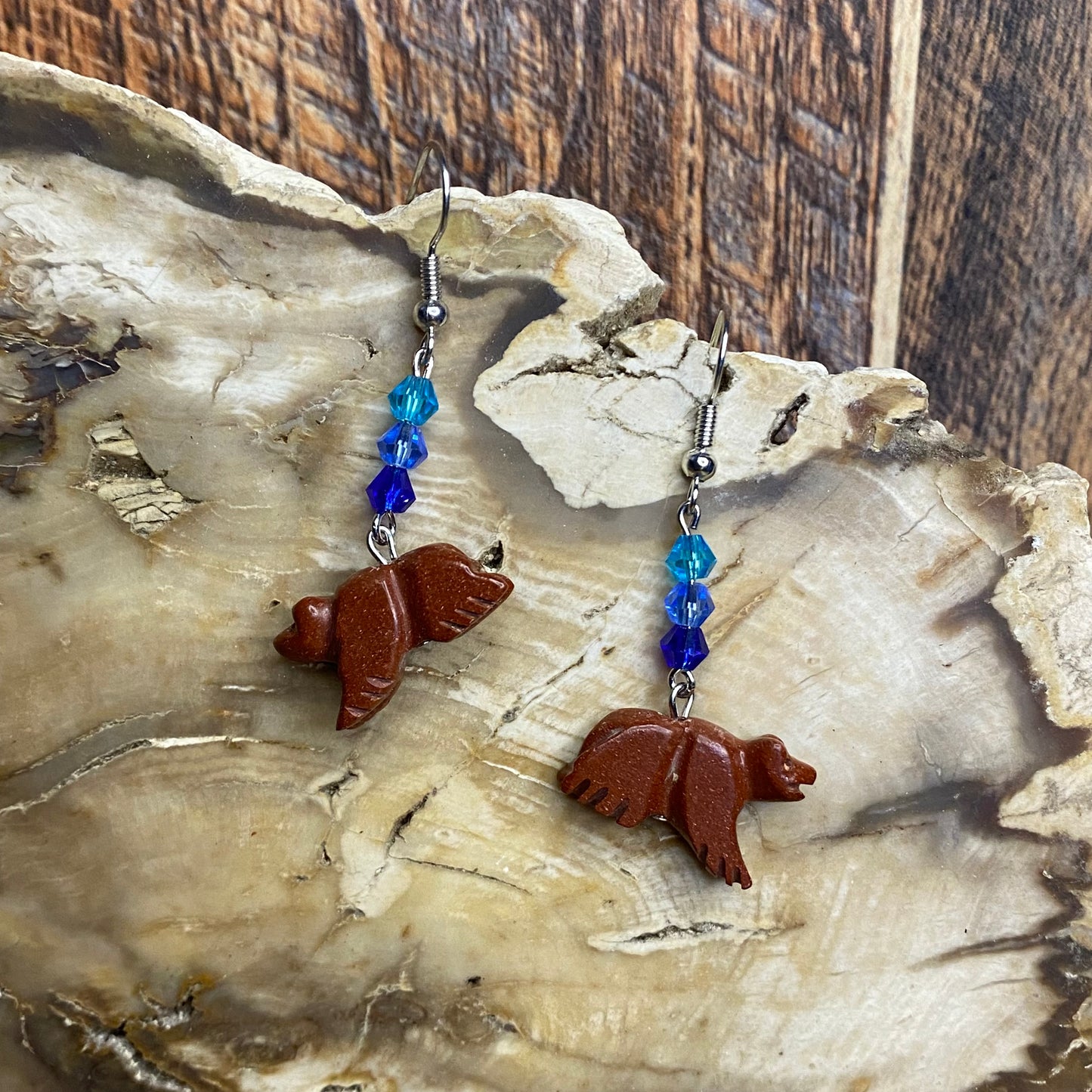 Cerulean Wilderness Bear Totem Earrings