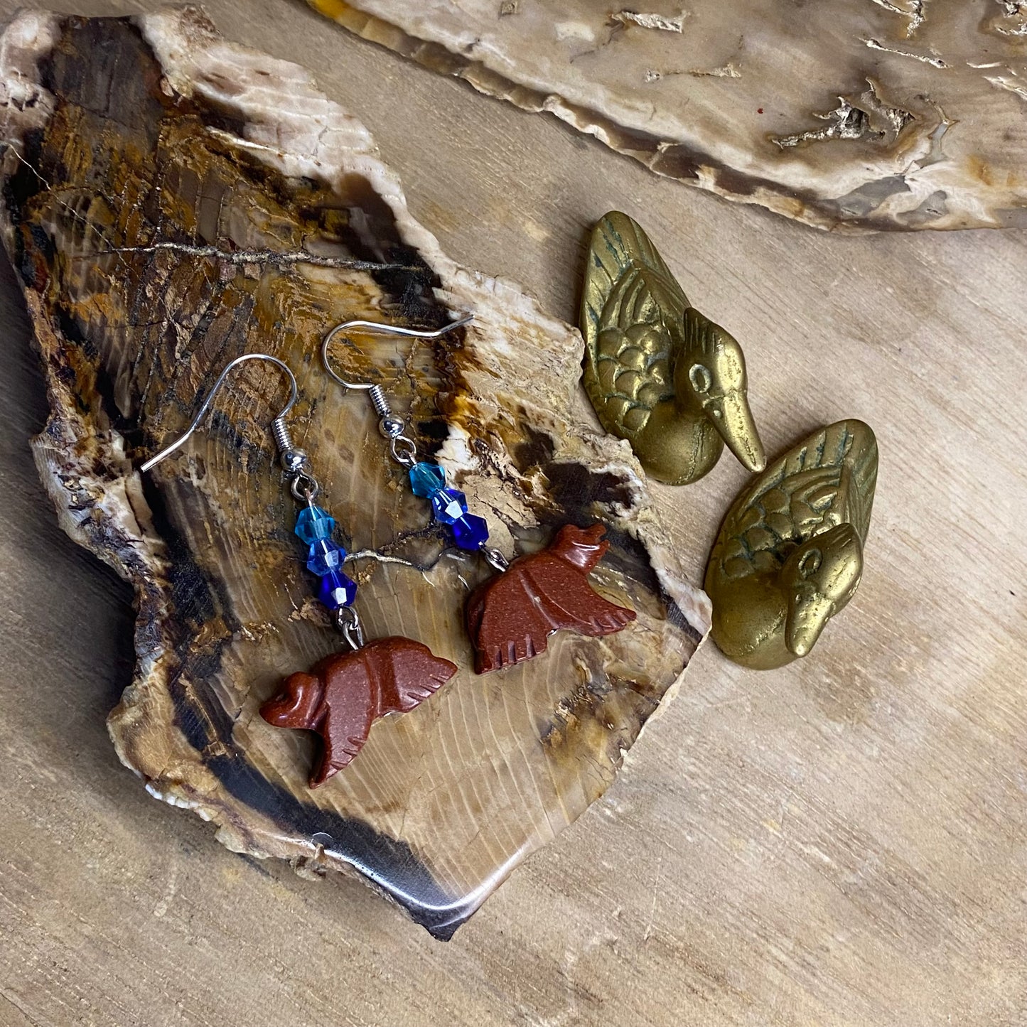 Cerulean Wilderness Bear Totem Earrings