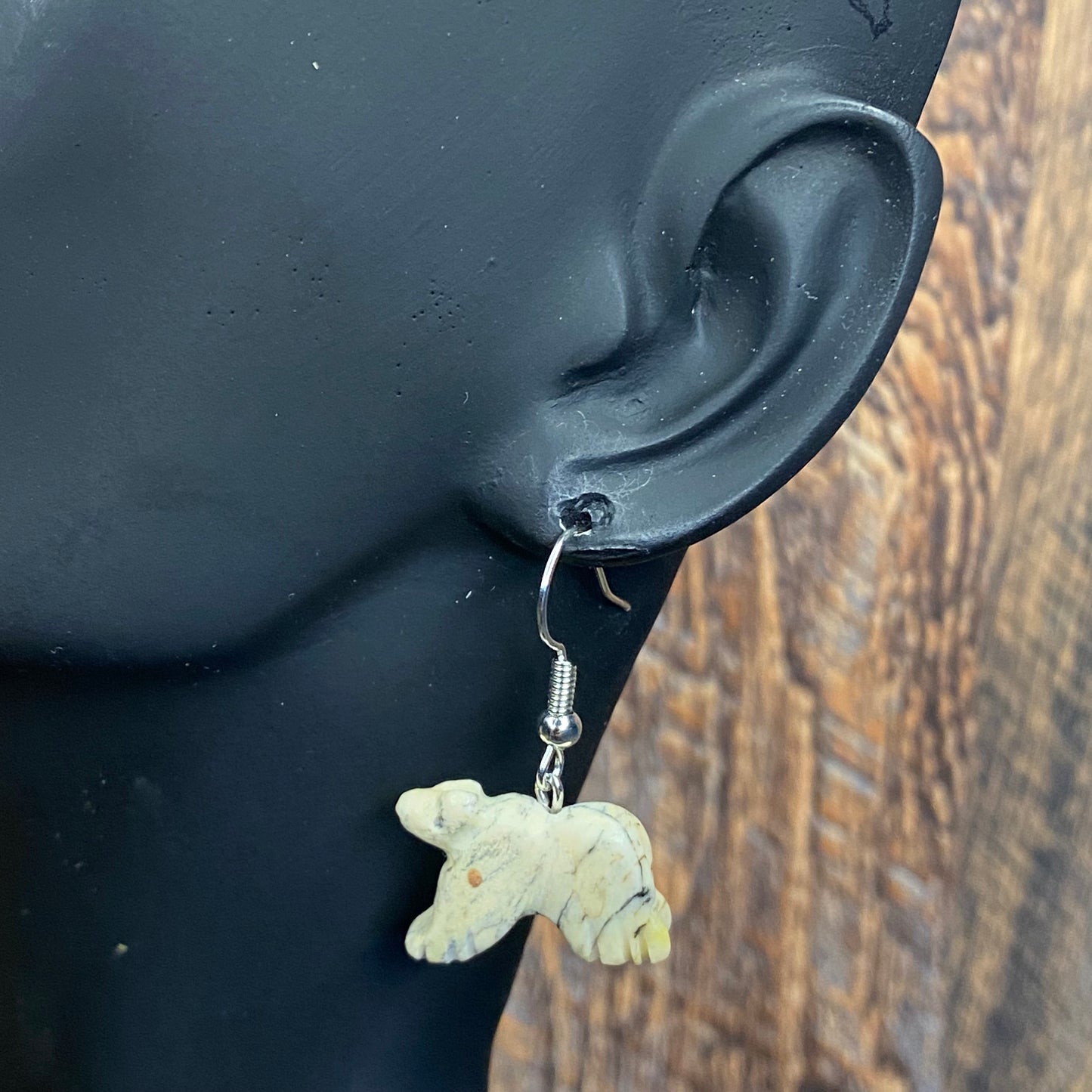 Creamy Wilderness Bear Stone Earrings