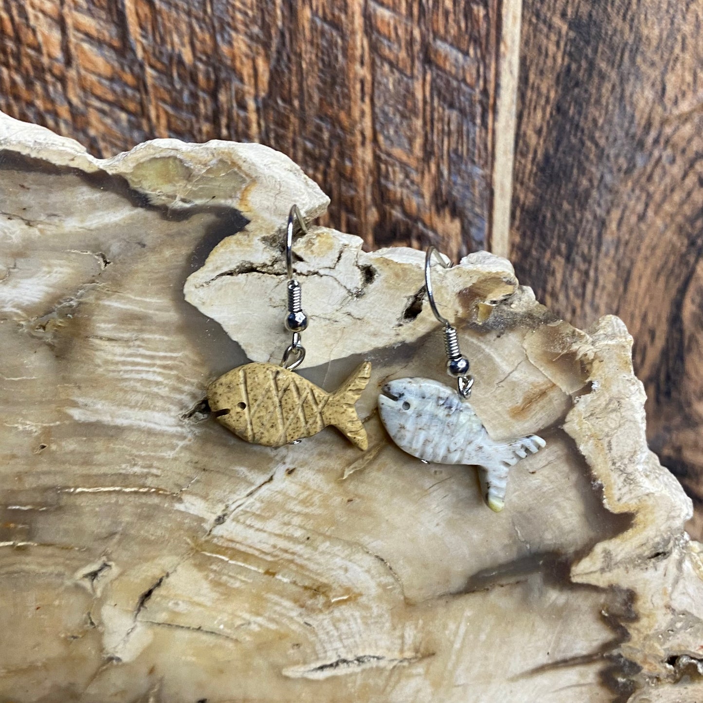 Aquatic Serenity Stone Fish Earrings