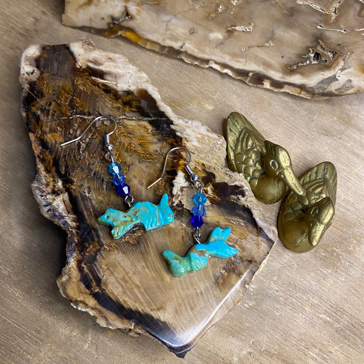 Azure Whispers Ferret Stone Earrings